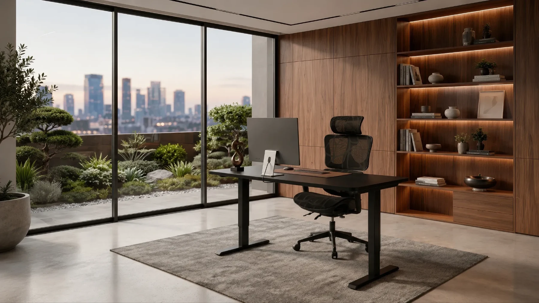 שולחן Elevate שחור בחלל עבודה ביתי