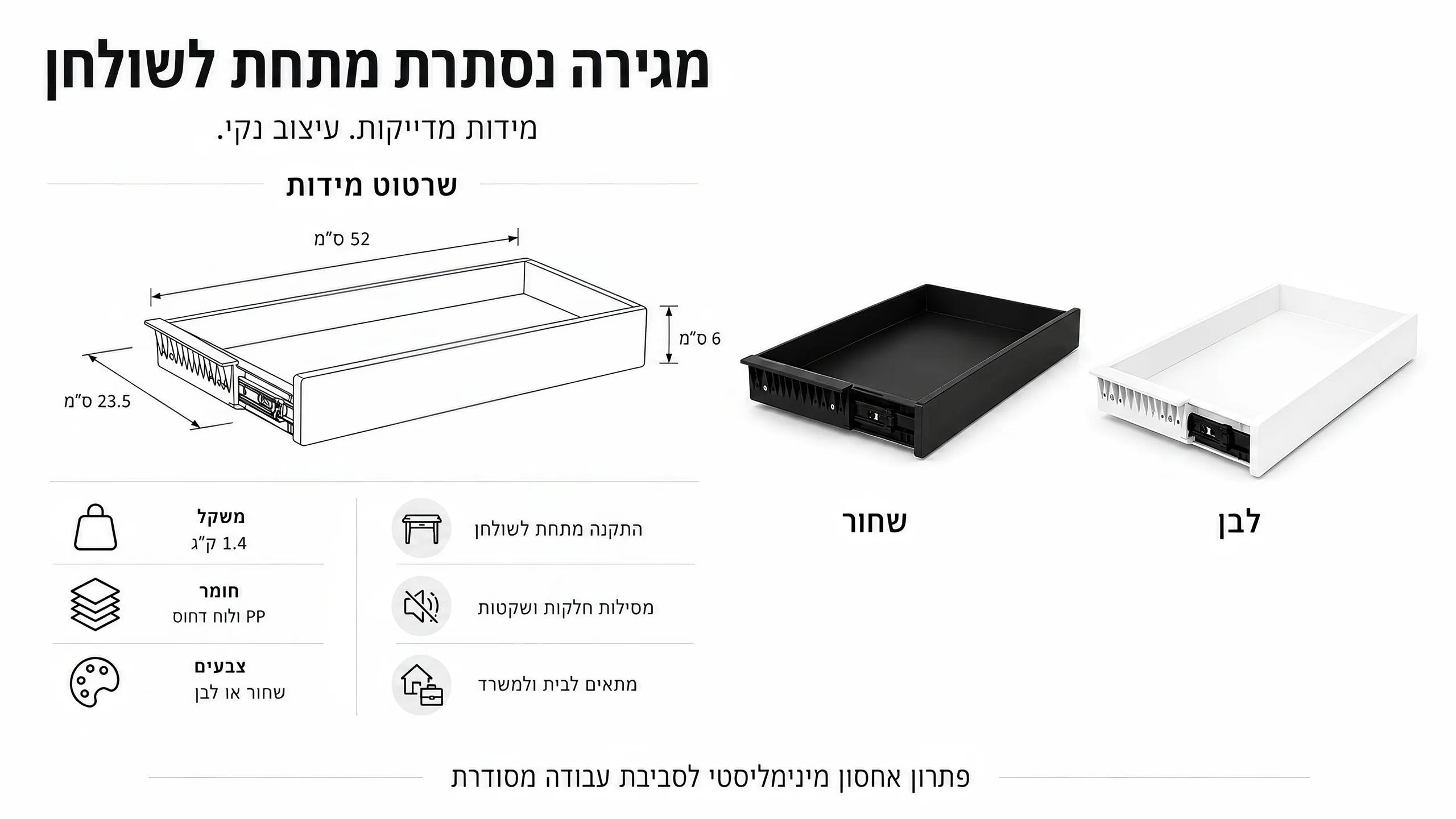 מידות מדויקות. מקסימום אחסון במינימום מקום