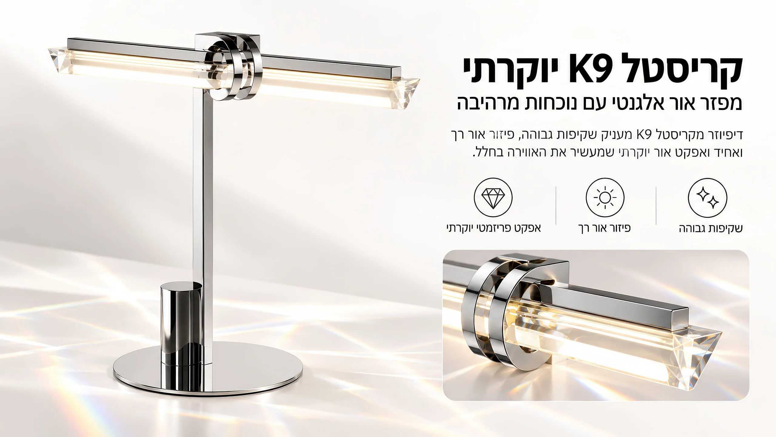 קריסטל K9 שמפזר אור אחרת